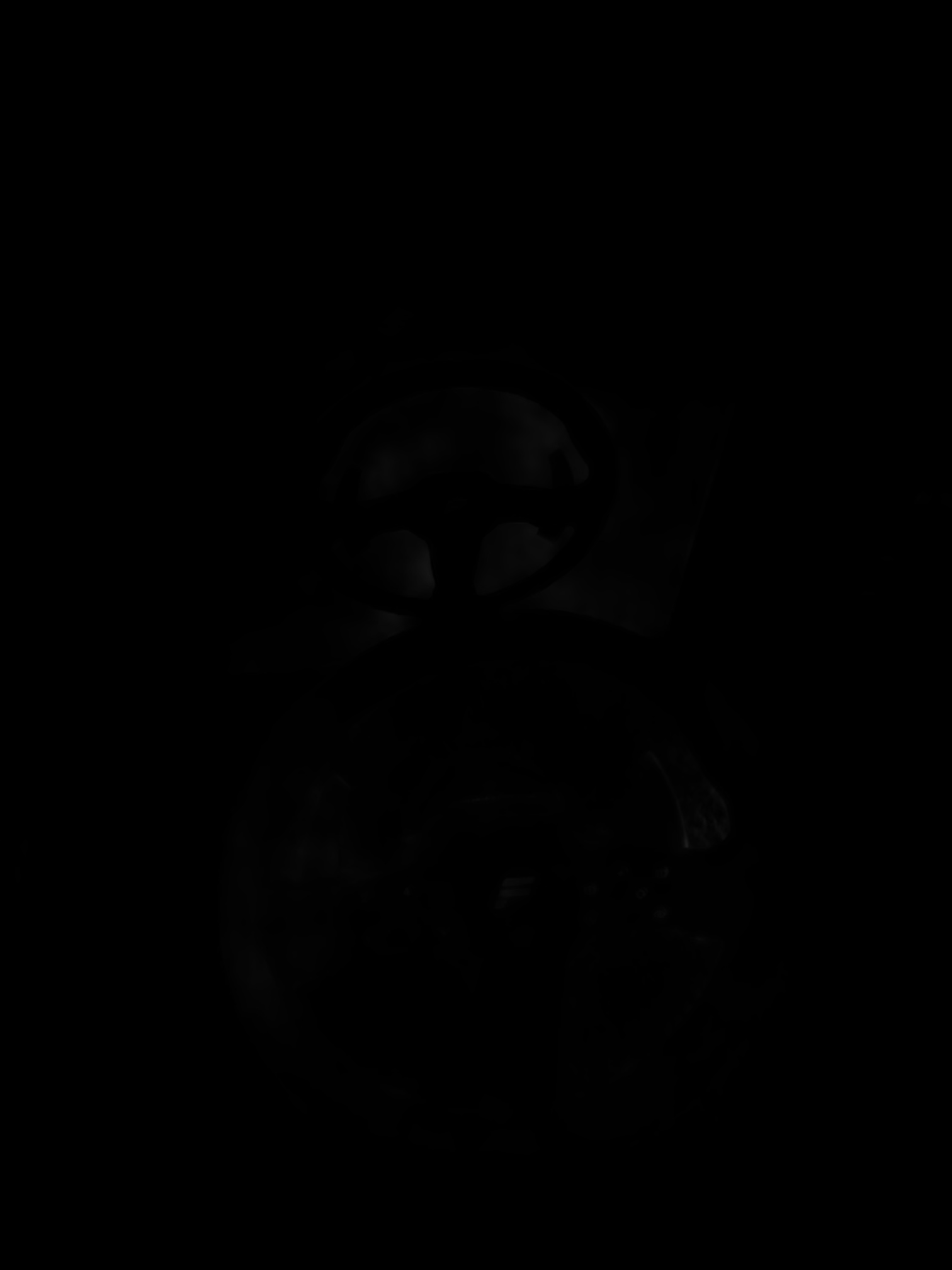 Near-black night frame, a rounded shape barely surfacing out of the dark